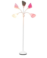 Simple Designs 5 Light Adjustable Gooseneck Floor Lamp with Shades