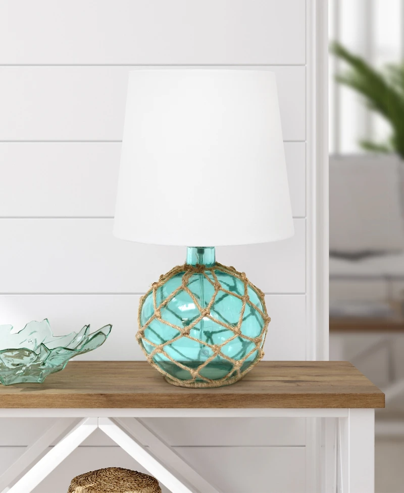 Lalia Home Maritime 14.75" Colored Glass Rope Table Lamp