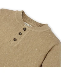 Hope & Henry Boys' Organic Cotton Long Sleeve Henley Pullover Sweater, Kids