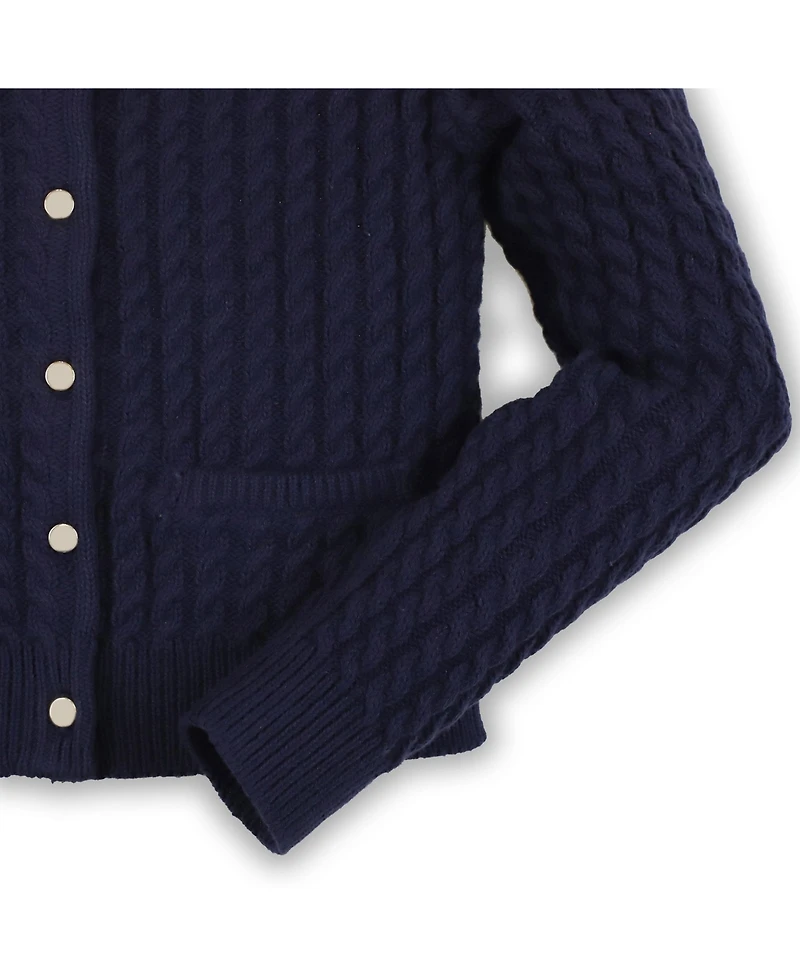 Hope & Henry Baby Girls Organic Long Sleeve Classic Cable Cardigan Sweater