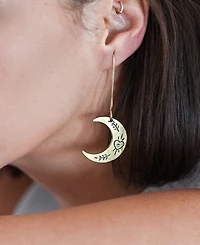 Matr Boomie Ruchi Crescent Moon Gold Dangle Earrings