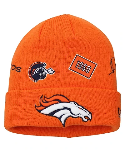 Big Boys and Girls New Era Orange Denver Broncos Identity Cuffed Knit Hat