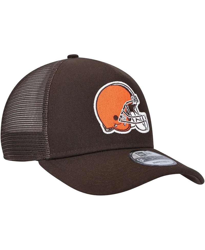 Men's New Era Brown Cleveland Browns A-Frame Trucker 9FORTY Adjustable Hat