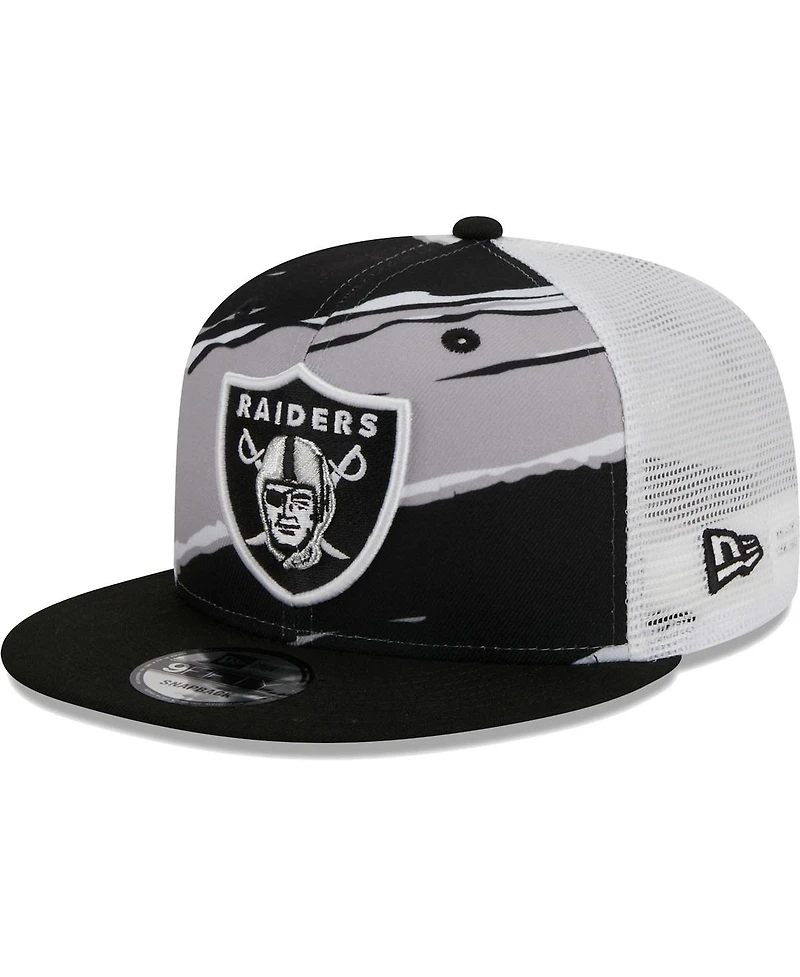 Men's New Era Black Las Vegas Raiders Tear Trucker 9FIFTY Snapback Hat