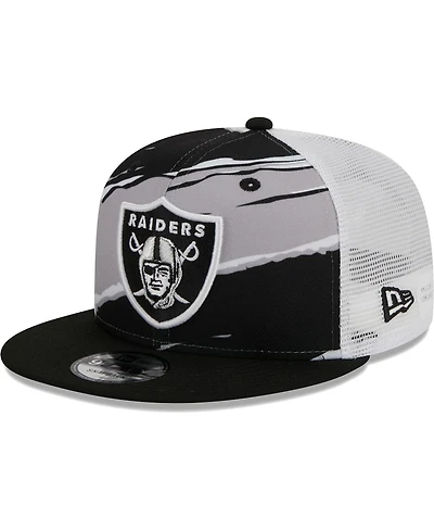 Men's New Era Black Las Vegas Raiders Tear Trucker 9FIFTY Snapback Hat