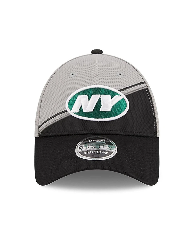 Men's New Era Gray, Black New York Jets 2023 Sideline 9FORTY Adjustable Hat