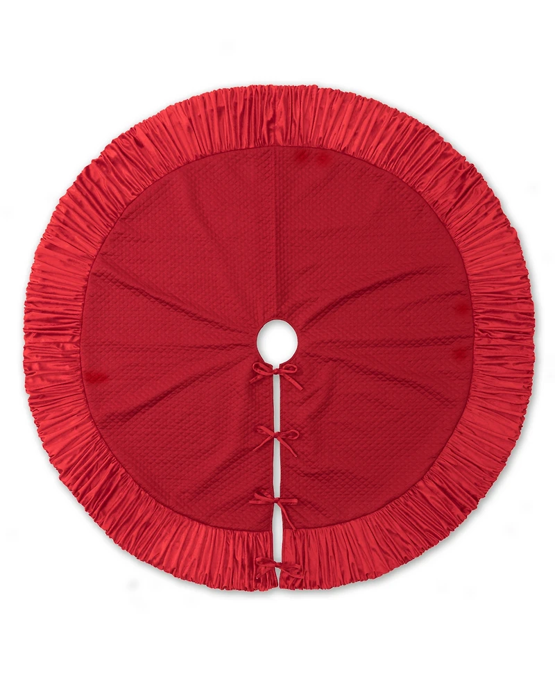 Glitzhome 72"D Oversized Deluxe Velvet Ruffled Christmas Tree Skirt