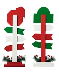 Glitzhome 16.5" H Set of 2 Christmas Wooden Sign Table Decor