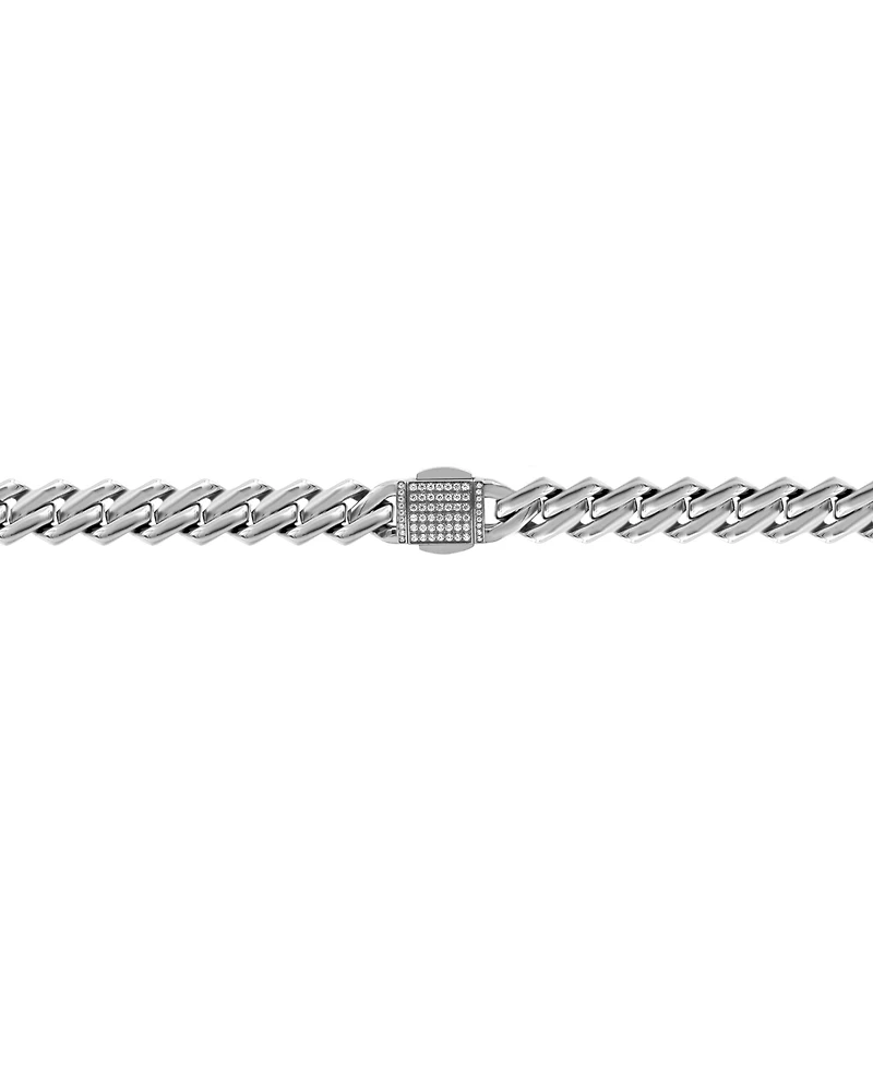 Blackjack Men's Cubic Zirconia-Accented Curb Link 24" Chain Necklace in Stainless Steel