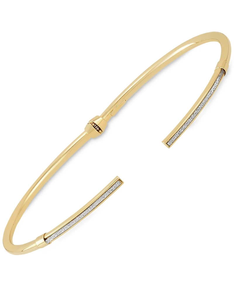 Italian Gold Glitter Polished Bypass Bangle Bracelet in 10k Gold