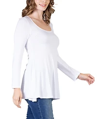 24seven Comfort Apparel Women's Long Sleeve Swing Style Flare Tunic Top