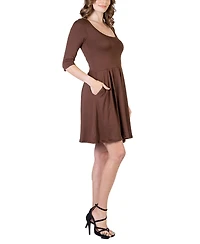 24seven Comfort Apparel Women's Three Quarter Sleeve Mini Dress