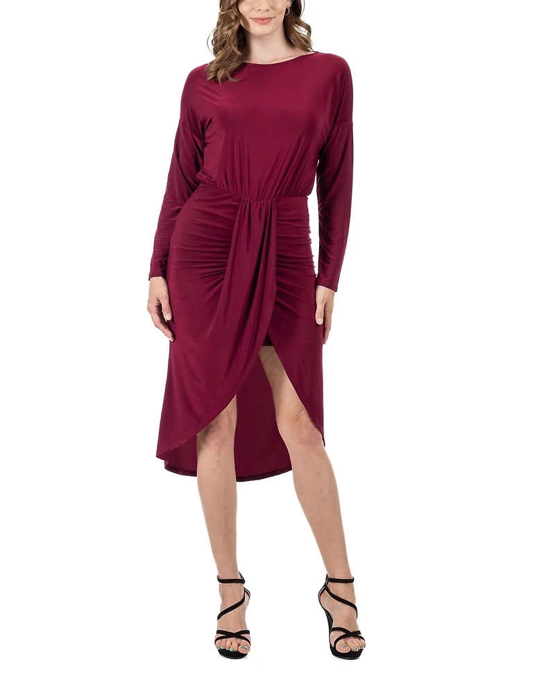 24seven Comfort Apparel Women's Long Sleeve Knee Length Dress