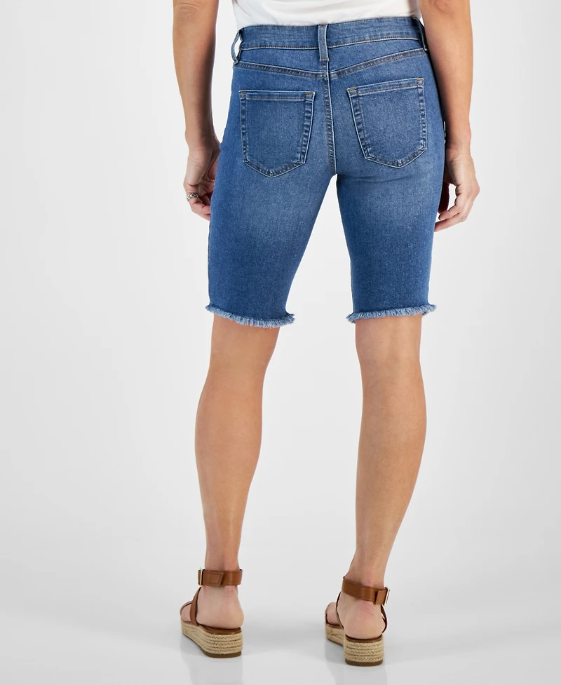 Style & Co Petite Raw-Edge Denim Bermuda Shorts, Created for Macy's