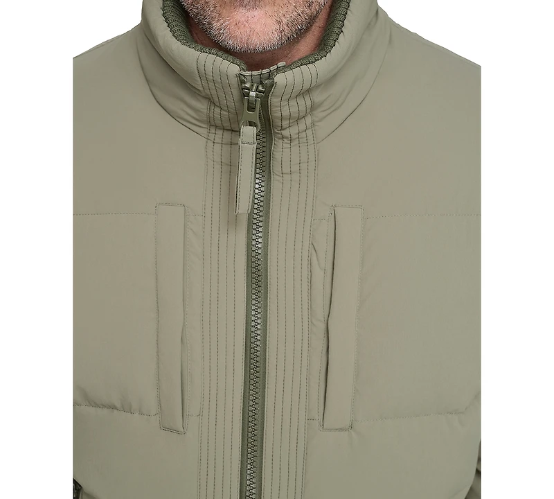 Marc New York Men's Sideling Stretch Crinkle Down Color Block Bomber Jacket