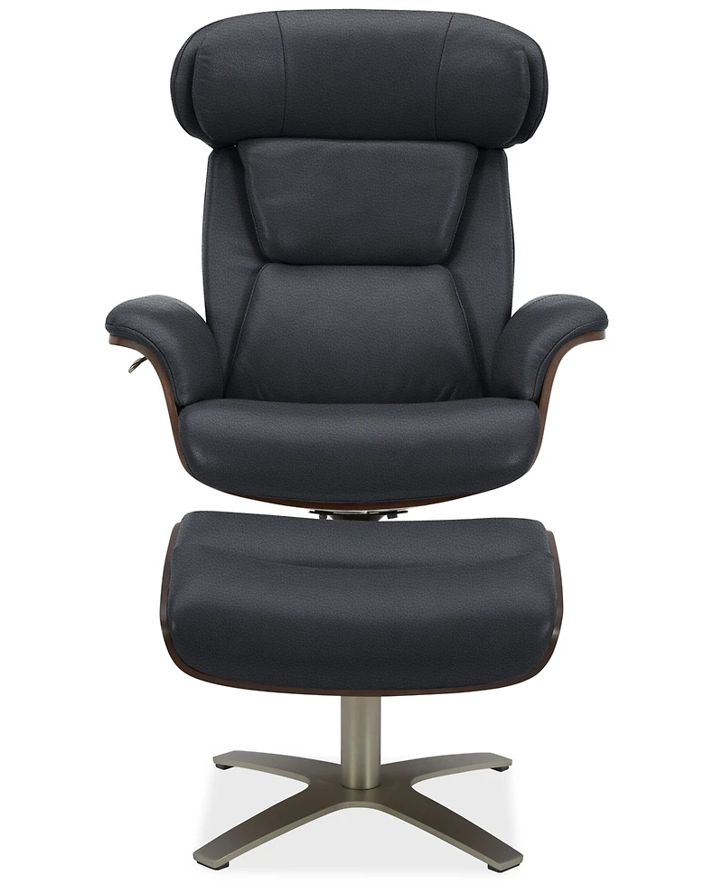 Janer Leather Swivel Chair & Ottoman Set, Created for Macy's
