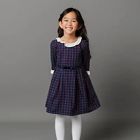 Hope & Henry Little Girls 3/4 Sleeve Ruffle Trim Party Dress, Toddler|Child