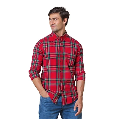 Hope & Henry Men's Organic Long Sleeve Stretch Poplin Button Down Shirt