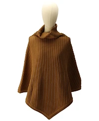 Michael Michael Kors Women's Wide-Rib Button Turtleneck Poncho