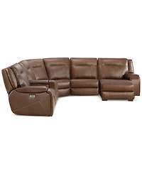 Closeout! Hansley 6-Pc Zero Gravity Leather Sectional with Power Recliner and Chaise, Created for Macy's