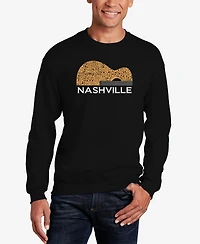 La Pop Art Men's Nashville Guitar Word Crewneck Sweatshirt