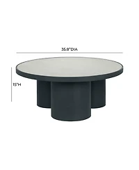 Tov Furniture 1 Piece Nautilus Wood and Iron Glass Top Coffee Table