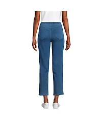 Lands' End Women's Starfish High Rise Knit Denim Straight Crop Jeans