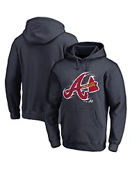 Men's Fanatics Navy Atlanta Braves Splatter Logo Pullover Hoodie