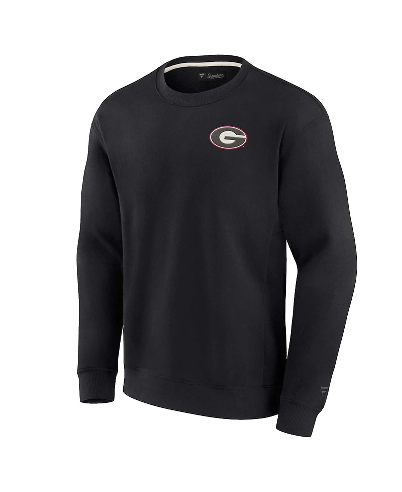 Men's and Women's Fanatics Signature Black Georgia Bulldogs Super Soft Pullover Crew Sweatshirt
