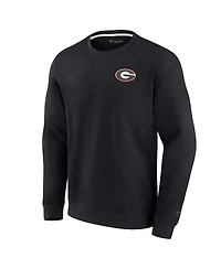 Men's and Women's Fanatics Signature Black Georgia Bulldogs Super Soft Pullover Crew Sweatshirt