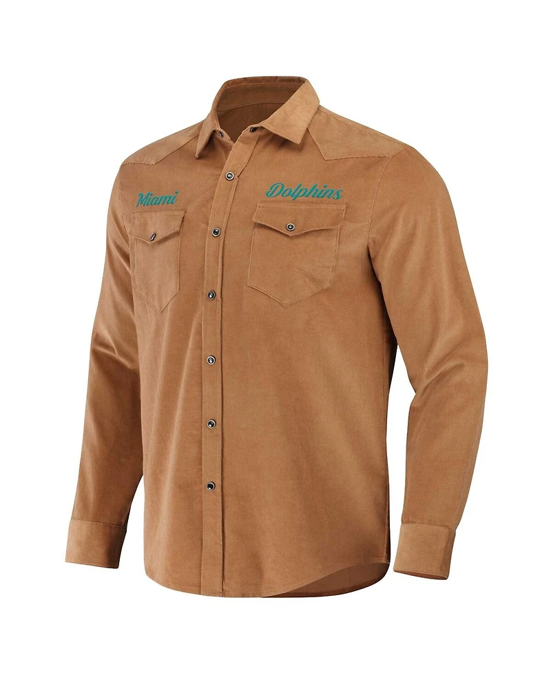 Men's Nfl x Darius Rucker Collection by Fanatics Orange Miami Dolphins Western Button-Up Shirt