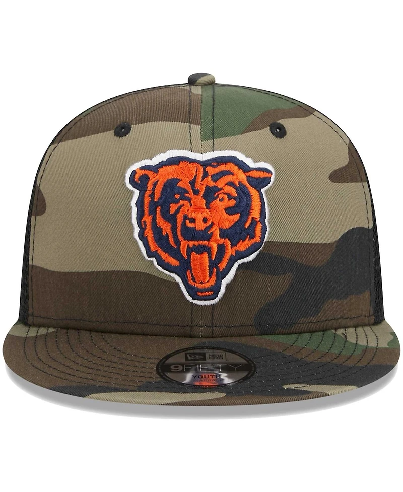 Big Boys and Girls New Era Camo Chicago Bears Alternate Logo Main Trucker 9FIFTY Snapback Hat