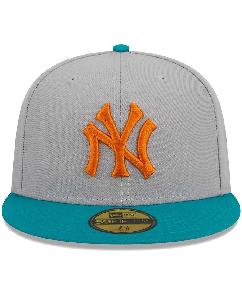 Men's New Era Gray, Teal York Yankees 59FIFTY Fitted Hat
