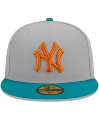 Men's New Era Gray, Teal York Yankees 59FIFTY Fitted Hat