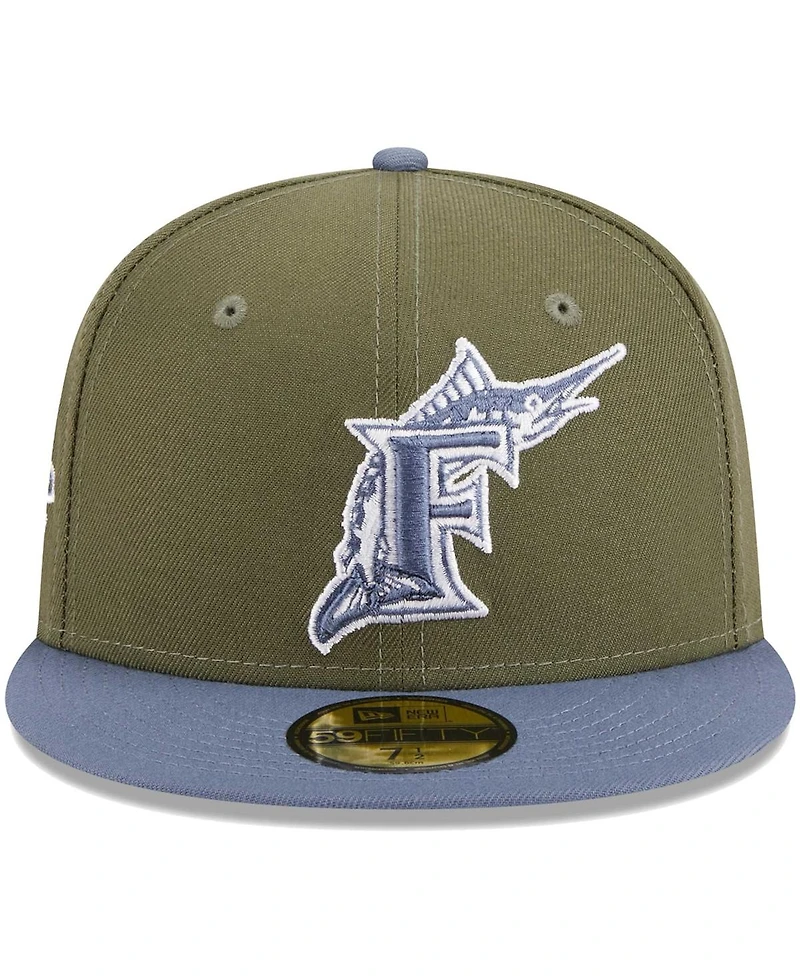 Men's New Era Olive, Blue Florida Marlins 59FIFTY Fitted Hat