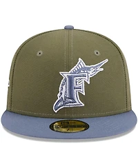 Men's New Era Olive, Blue Florida Marlins 59FIFTY Fitted Hat