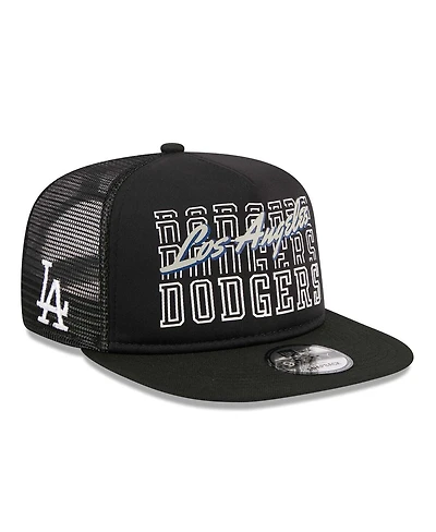 Men's New Era Black Los Angeles Dodgers Street Team A-Frame Trucker 9FIFTY Snapback Hat