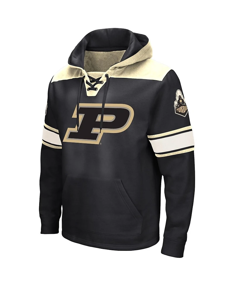 Men's Colosseum Black Purdue Boilermakers Big and Tall Hockey Lace-Up Pullover Hoodie