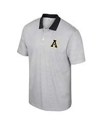 Men's Colosseum White, Black Appalachian State Mountaineers Print Stripe Polo Shirt