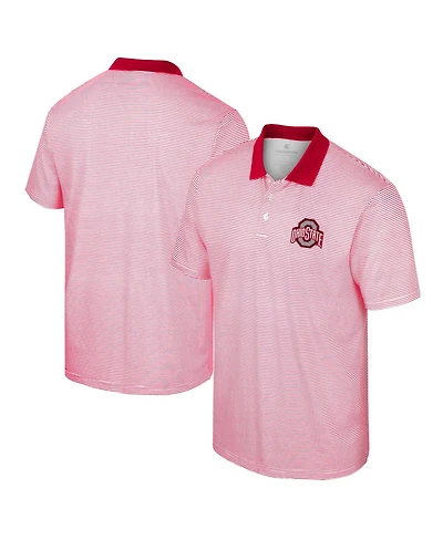 Men's Colosseum White, Scarlet Ohio State Buckeyes Print Stripe Polo Shirt