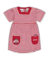 Girl's Toddler Scarlet Ohio State Buckeyes Striped Dress with Pockets