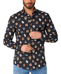 OppoSuits Men's Super Mario Bad Guys Shirt - Nintendo Outfit Including 1 Button-Up Black Long sleeve