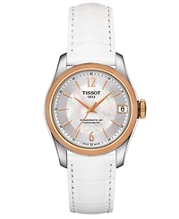 Tissot Women's Swiss Automatic Ballade Powermatic 80 Cosc White Leather Strap Watch 32mm