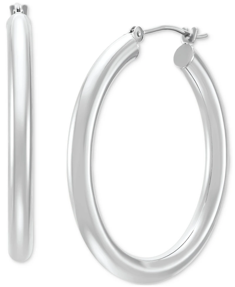 Polished Round Hoop Earrings 14k Gold, 30mm