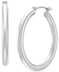 Polished Round Hoop Earrings 14k Gold, 30mm