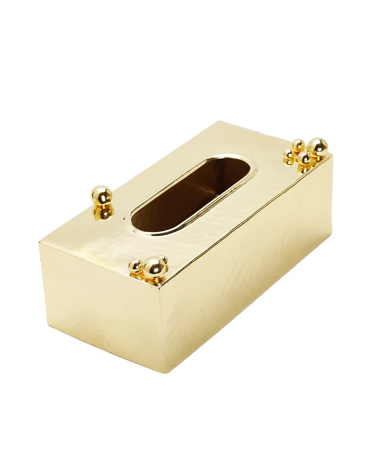 Classic Touch Hammered Tissue Box with Ball Design