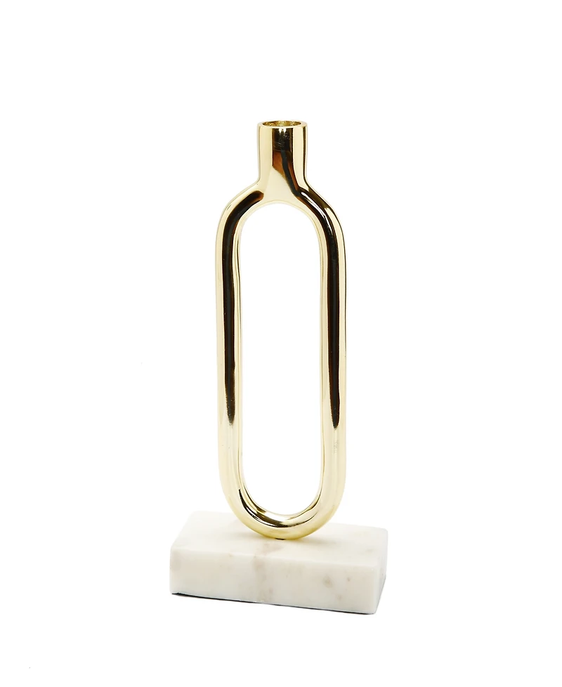Classic Touch Loop Taper Candle Holder On Marble Base, 11.75" H