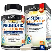 Probiotic 65 Billion - Probiotics with Prebiotic for Women & Men - Lactobacillus Acidophilus Digestive Health Capsules - Targeted Release Technology