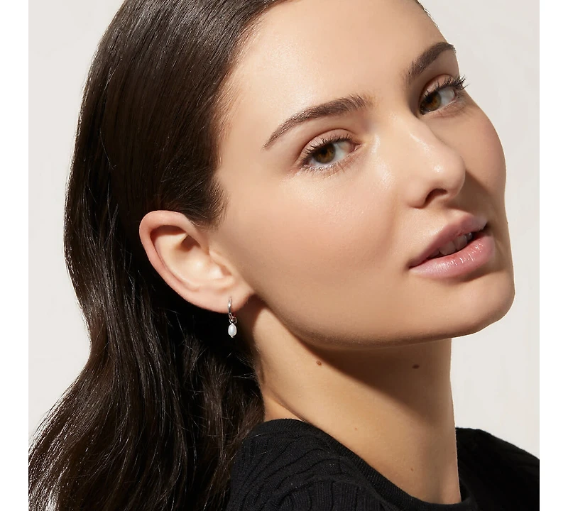 Ana Luisa Pearl Huggie Hoops - Frida Silver