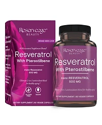 Reserveage, Resveratrol 500 mg with Pterostilbene, Antioxidant Supplement for Cardiovascular and Cellular Health, Supports Healthy Aging, Paleo, Keto,